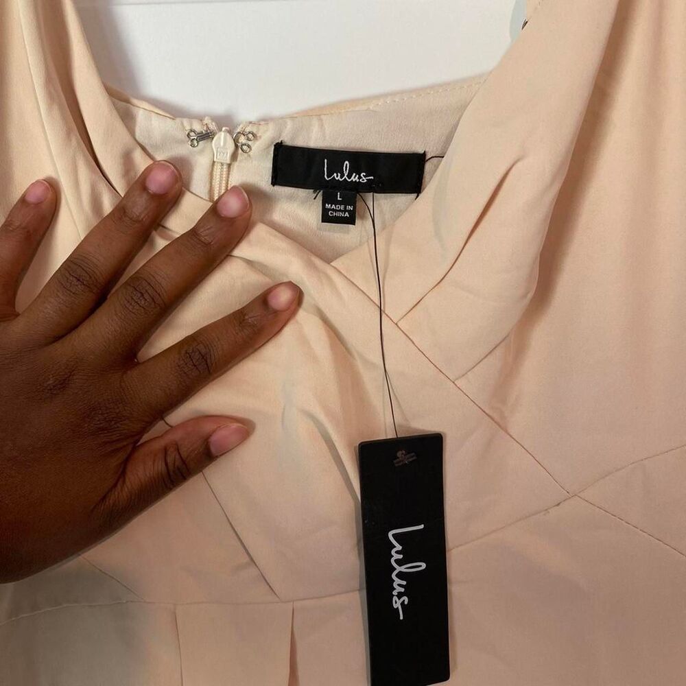 Lulus Women's Cream and Tan Wrap Dress - Picture 3 of 4